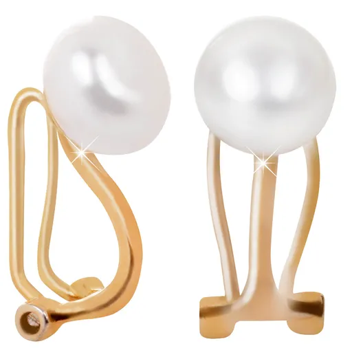 JwL Luxury Pearls Cercei placați cu aur clip cu perlă reală JL0399