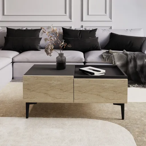 Masuta de cafea, Hanah Home, Mia, 91.8x38.6x45 cm, Travertin / Antracit