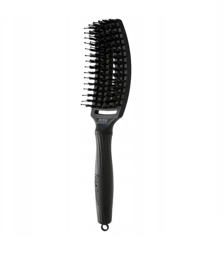 Perie de Par Curbata Olivia Garden Fingerbrush Mediu Full Black