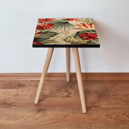 Masuta, Hanah Home, Shp205, 35x42x35 cm, Verde / Bej / Roșu