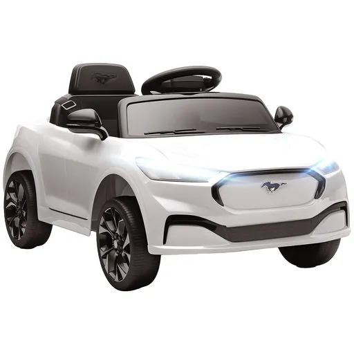 AIYAPLAY Mașină electrică pentru copii Ford Mustang Mach-E sub licență oficială 12 V telecomandă 2,4 G 2 motoare 92x55x44cm alb | Aosom Romania