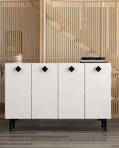 Consola, Hanah Home, More, 120x80x29.6 cm, PAL , Alb/Negru