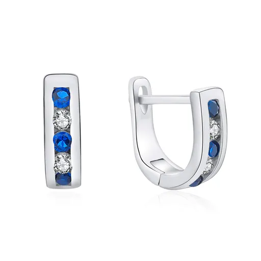 MOISS Cercei eleganți din argint cu cristale transparente si albastre E0000207