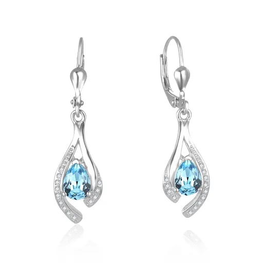 Beneto Cercei Minunați din argint cu zirconii albastru deschis AGUC2693-T