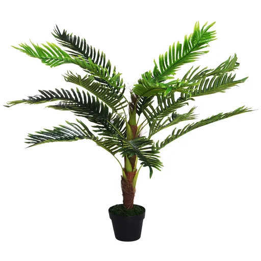 Outsunny Planta Artificiala Palmier Cycas Inaltime 123cm, Planta Artificiala cu Ghiveci Inclus, Decoratiune pentru Casa si Gradina | Aosom Romania