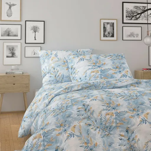 Lenjerie de pat din bumbac Kvalitex Nordic Yves albastru, 240 x 200 cm, 2 buc. 70 x 90 cm