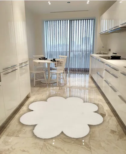 Covor, Daisy Plush, 120x120 cm, Alb