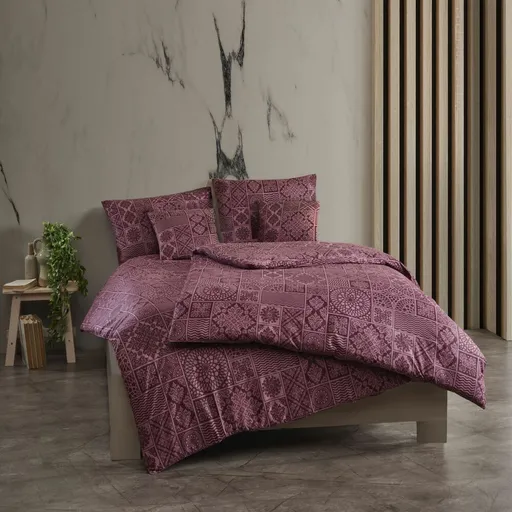 Lenjerie de pat din bumbac Kvalitex Tokyo, vișiniu, 240 x 220 cm, 2 buc. 70 x 90 cm