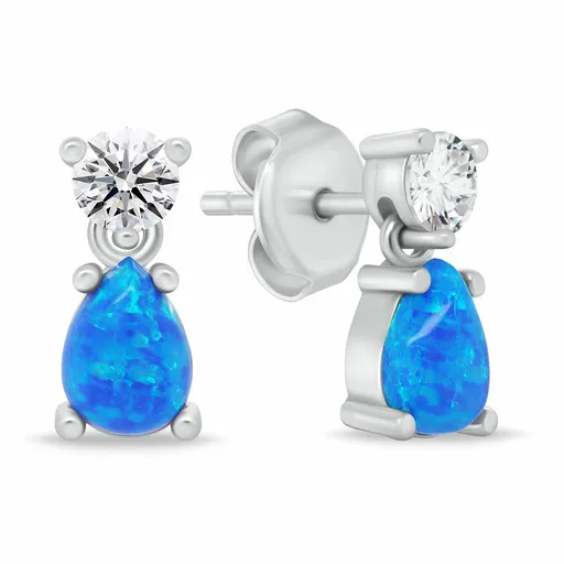 Brilio Silver Cercei la modă din argint cu opale sintetice albastre EA1187WB