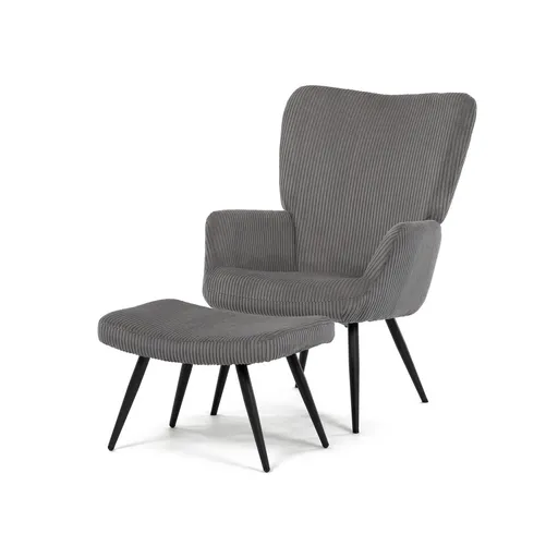 Fotoliu relaxare cu suport pentru picioare L7285GREY6, gri, gri