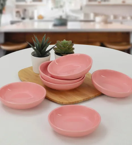 Set boluri ceramice pentru sos, Hermia, 275KRM1461, Antibacterian, Roz