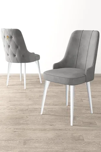 Set scaune 2 piese, Hanah Home, Newa, Gri/Alb