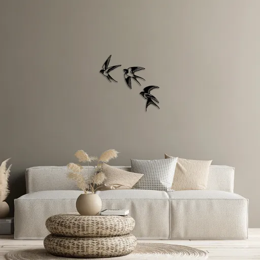 Decoratiune de perete, Swallows, 21 x 27 cm, Negru