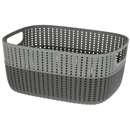 Coș de plastic Duo, gri, 38 x 28,5 x 17,1 cm, gri