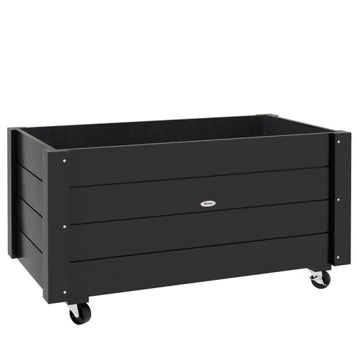 Outsunny Jardinieră de Grădină din Lemn de Brad cu Roti și Orificiu de Drenaj, Captuseală din Material Netesut, 89x48x47 cm | Aosom Romania