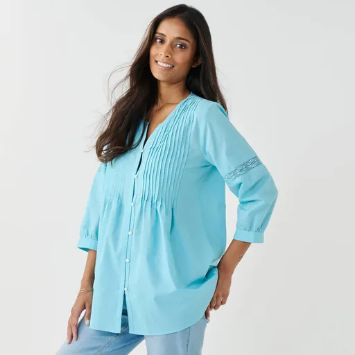 Tunică uni cu pliuri și macrame