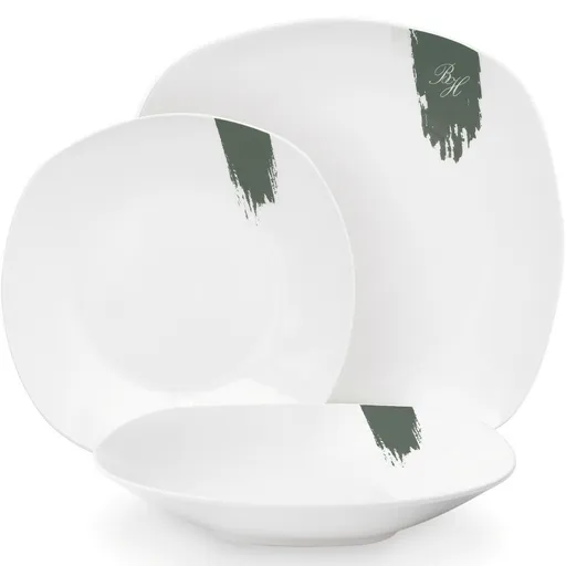 BerlingerHaus Set de 18 farfurii Matte Green,alb-verde, verde