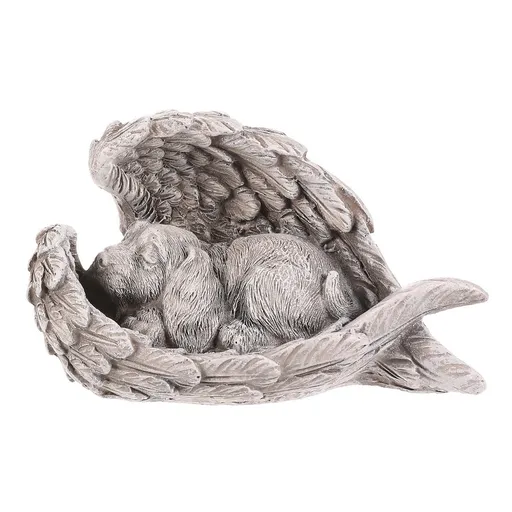 Decorație funerară Câine în aripi, poliresină,gri, 13 x 7 x 8 cm