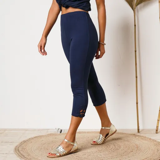 Jambiere 3/4 cu macramé și talie elastică