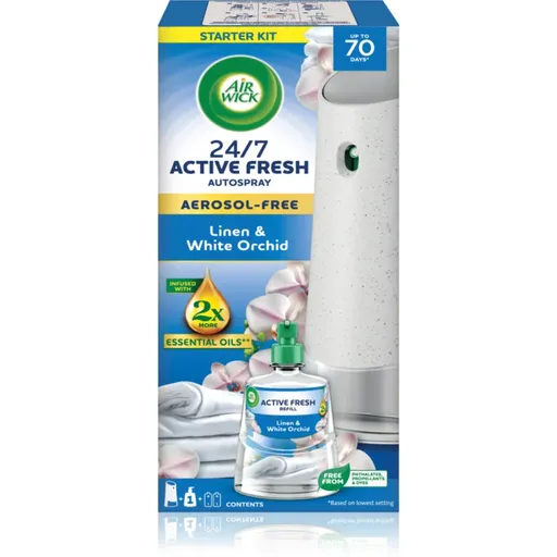 Air Wick Active Fresh Linen & White Orchid odorizant de aer automat cu reîncărcare 228 ml