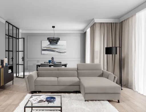 Coltar extensibil dreapta 4 locuri ELTAP, Mari-37, Mariall, 288x200x92 cm, lemn/poliester, bej