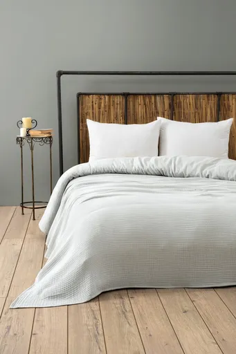 Cuvertura matlasata dubla, L'essentiel Maison, Muslin, Gri