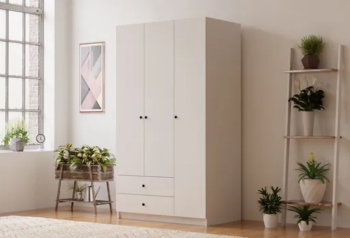 Dulap pentru haine, Hanah Home, Rb-066, 90x180x45 cm, Alb mat