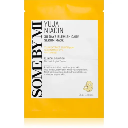 Some By Mi Yuja Niacin Blemish Care Serum Mask mască textilă iluminatoare pentru ten gras si problematic 25 g