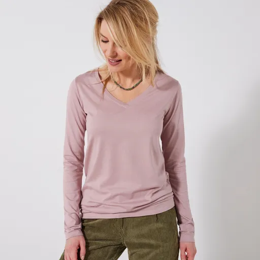 Tricou cu decolteu în V și mâneci lungi