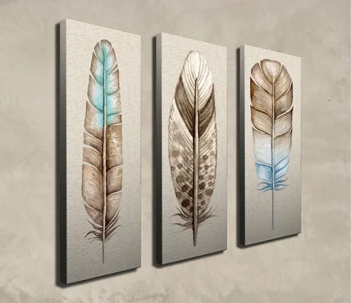 Tablou decorativ, CU08, 20 x 70 cm, 3 piese, Multicolor