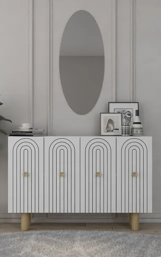 Consola, Hanah Home, Woise Bohem KM120, 120x75x29.6 cm, Alb