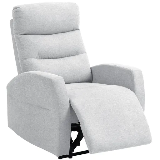 HOMCOM Fotoliu relaxant reglabil cu suport pentru picioare, fotoliu tapițat modern, Gri deschis | Aosom Romania