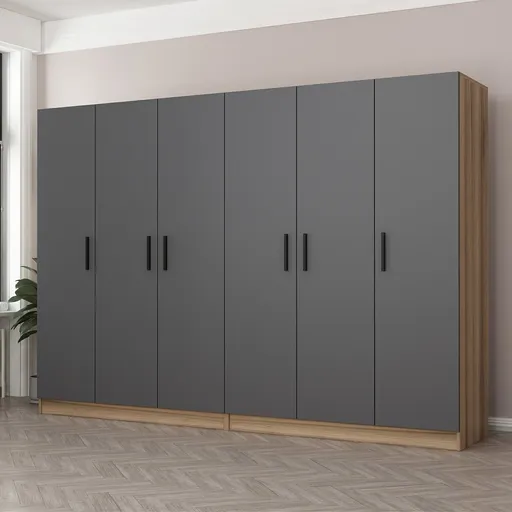 Dulap pentru haine, Hanah Home, Kale, 270x190x52 cm, Antracit