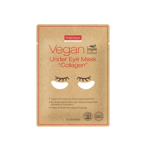Mască pt zona ochilor - Vegan Under Eye Mask Collagen 30 buc - Purederm