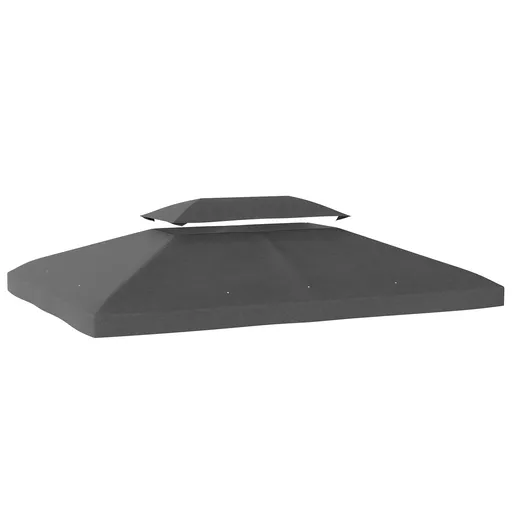 Outsunny Prelată de schimb 400x300 cm cu acoperiș dublu, orificii de drenaj și protecție UV, doar prelată, NU include cadru, gri | Aosom Romania