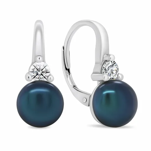 Brilio Silver Cercei din argint fini cu perle albastre închis și zircon EA364WB