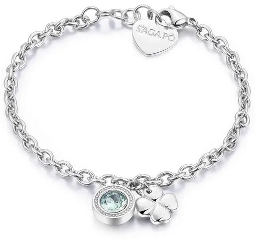 S'Agapõ Brățară din oțel cu cristal cu trifoi Lucky Light SKT12