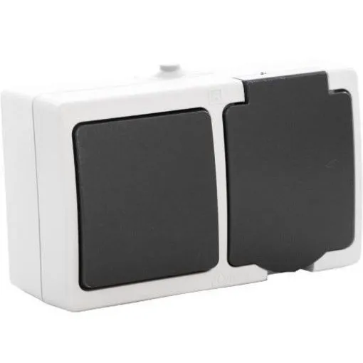 Priza simpla cu intrerupator Starke ST00242, aparent gri