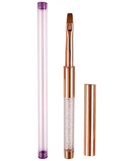 Pensula Gel cu Varf Drept Nr.4 cu Maner din Cristale