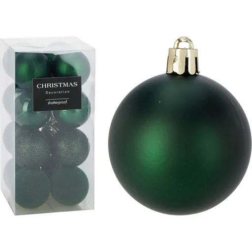 Set de 16 ornamente de Crăciun Festive Sparkles,verde, diametru 5 cm, plastic, verde, diam. 5 cm