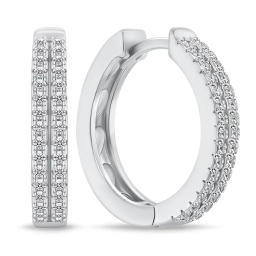 Brilio Silver Cercei cercuri delicate din argint cu zirconi EA768W