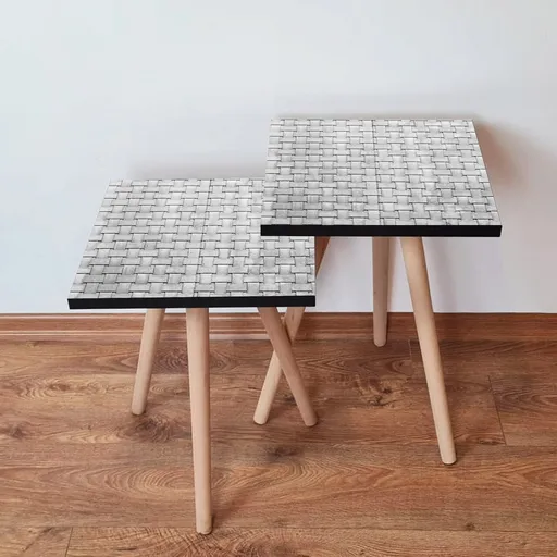 Set masute 2 piese, Hanah Home, 2Shp373, Gri/Alb