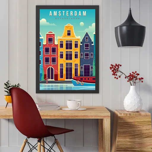 Tablou decorativ, Amsterdam (55 x 75), Polistiren, Multicolor