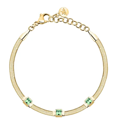 Morellato Brățară placată cu aur cu cristale verzi Șarpe Gioia SAVY31