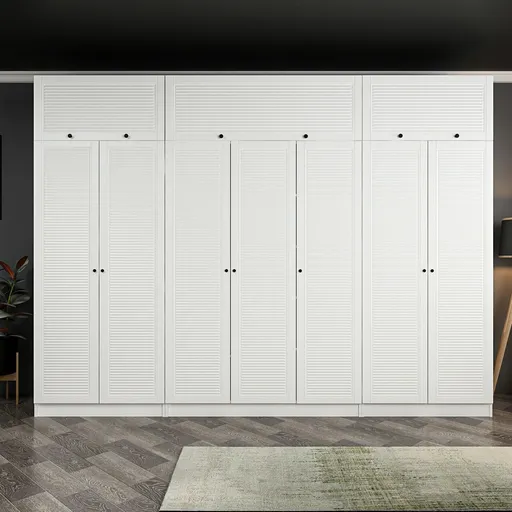 Dulap pentru haine, Hanah Home, Minar Kale, 315x255x52 cm, Alb