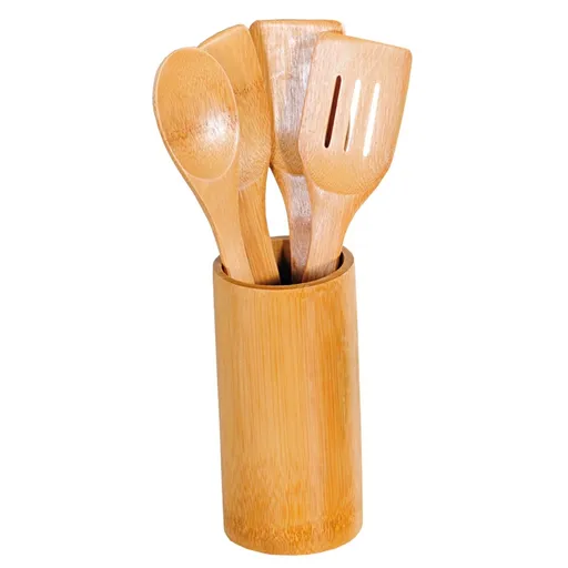 Kesper 81102 Set de ustensile de bucătărie dinbambus, 5 piese, diametru 8,5 cm