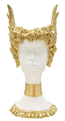 Figurina /sculptura decorativa  Athena, Mauro Ferretti, 15x14.5x32 cm, polirasina, alb/auriu