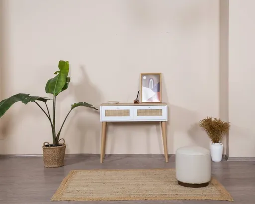 Dulap, Hanah Home, Bohem, 95x100x35 cm, Alb / Stejar