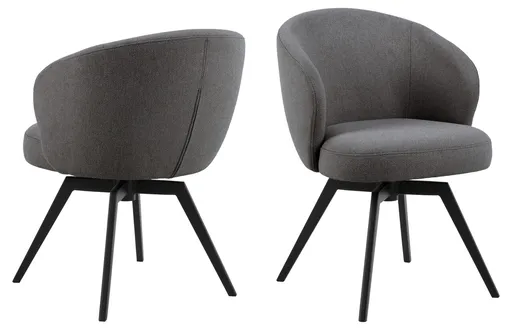 Scaun Darlene, Actona, 58.5x60x80 cm, rotativ, tesatura structurata/otel, gri