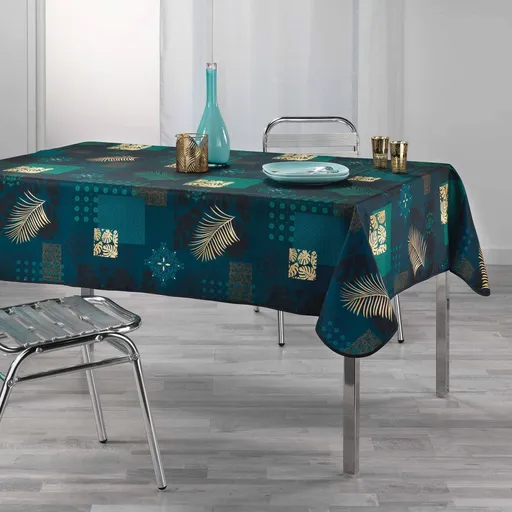 Față de masă cu imprimeu cu frunze de palmier aurii